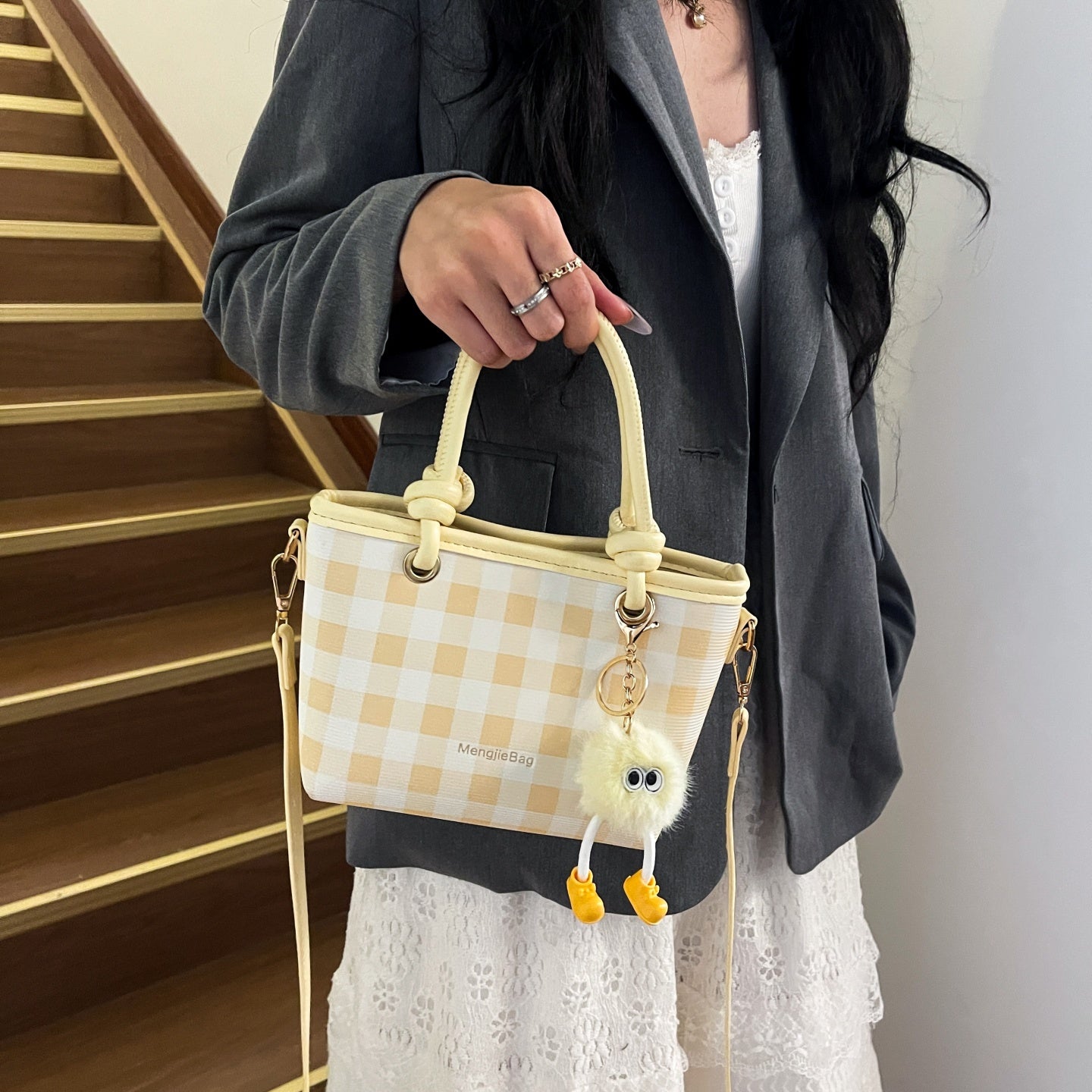 Women's handbag, large checkered pattern shoulder bag, crossbody bag, multiple color options-616
