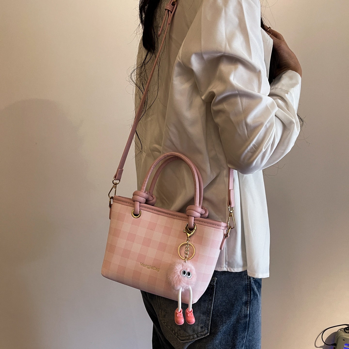 Women's handbag, large checkered pattern shoulder bag, crossbody bag, multiple color options-616