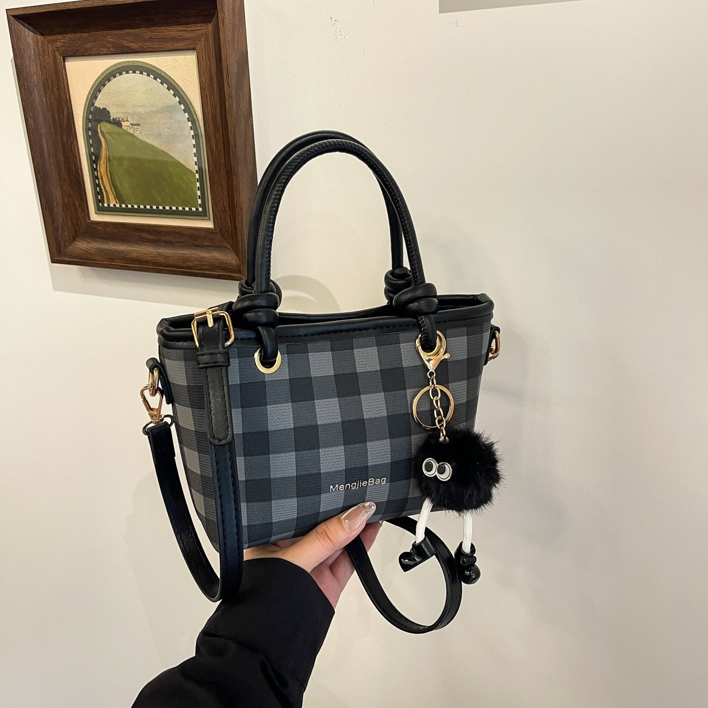 Women's handbag, large checkered pattern shoulder bag, crossbody bag, multiple color options-616
