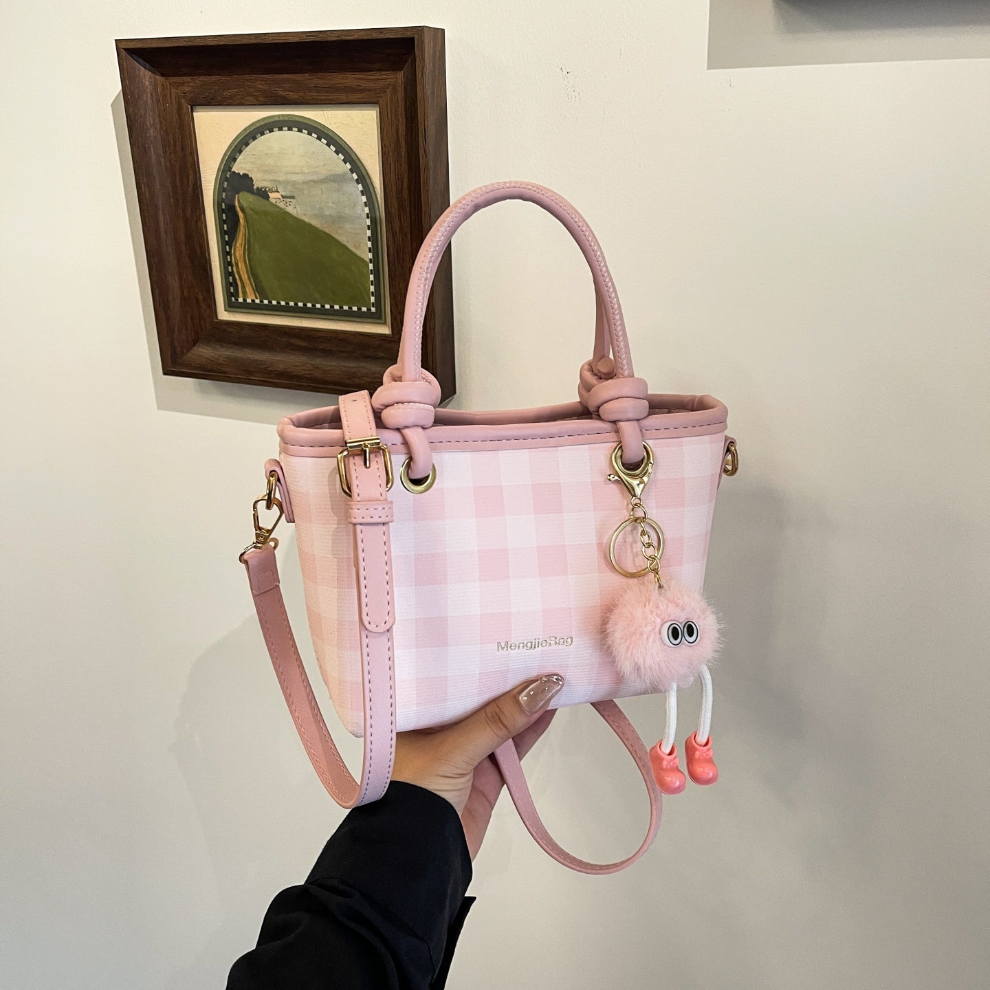 Women's handbag, large checkered pattern shoulder bag, crossbody bag, multiple color options-616
