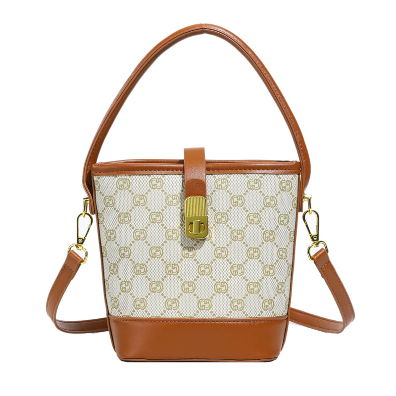 Elegant solid color faux leather bucket bag with adjustable shoulder strap - Women's multifunctional crossbody handbag, lightweight with zipper closure, bright colors-8333
