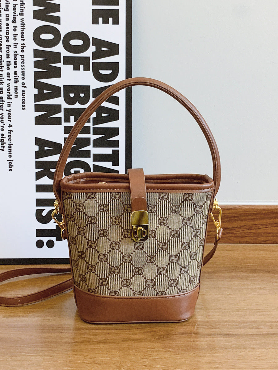 Elegant solid color faux leather bucket bag with adjustable shoulder strap - Women's multifunctional crossbody handbag, lightweight with zipper closure, bright colors-8333
